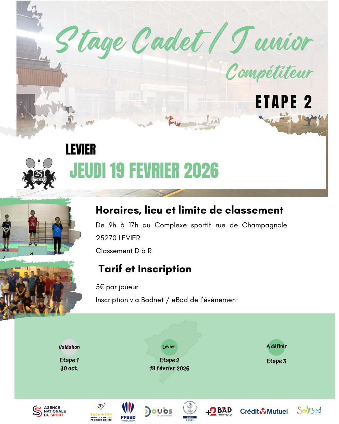 Stage jeunes compétiteurs cadets et juniors - Comité 25